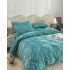 Lenjerie pat dublu, Catifea Deluxe, cu pliuri brodate, 4 piese, Jojo Home, Aqua [2]