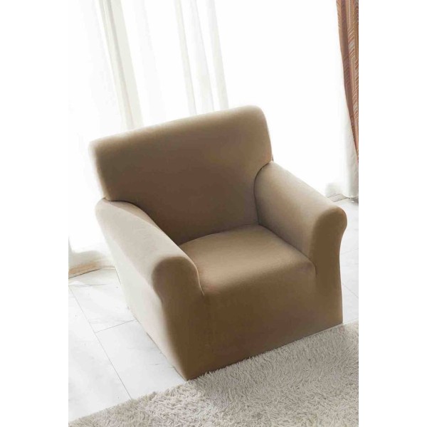 Husa Elastica, 90cm-130cm, pentru Fotoliu cu brate, Jojo Home, Catifea, Bej [1]