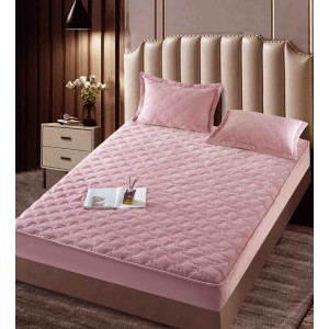 Husã matlasatã tip topper din catifea, 140x200cm + 2 fete de perna 50x70cm, Roz Husã matlasatã tip topper din catifea, 140x200cm + 2 fete de perna 50x70cm, Roz