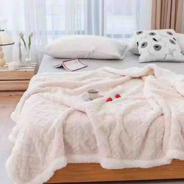 Patura CoCoLiNo tip Tricotaj cu blanita, 200x230cm, Jojo Home, Crem [1]