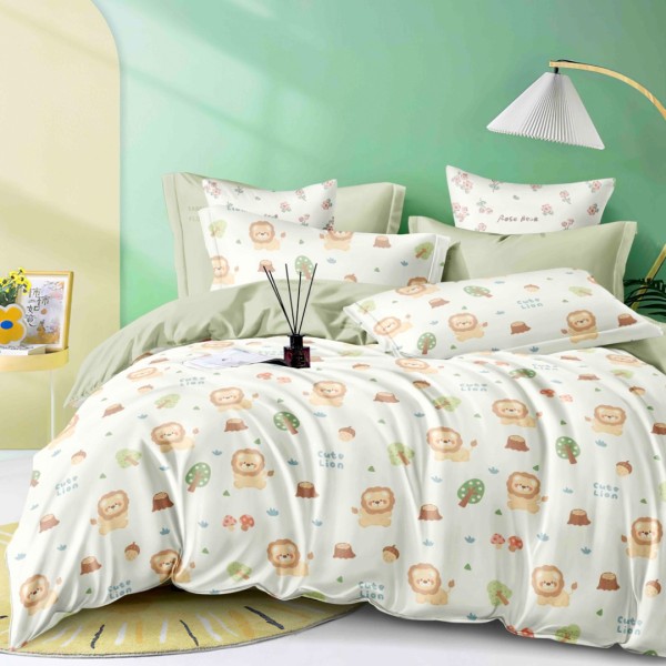 Lenjerie pat 1 PERSOANA,  FINET, 4 piese, Jojo Home, Grej, Lei [1]