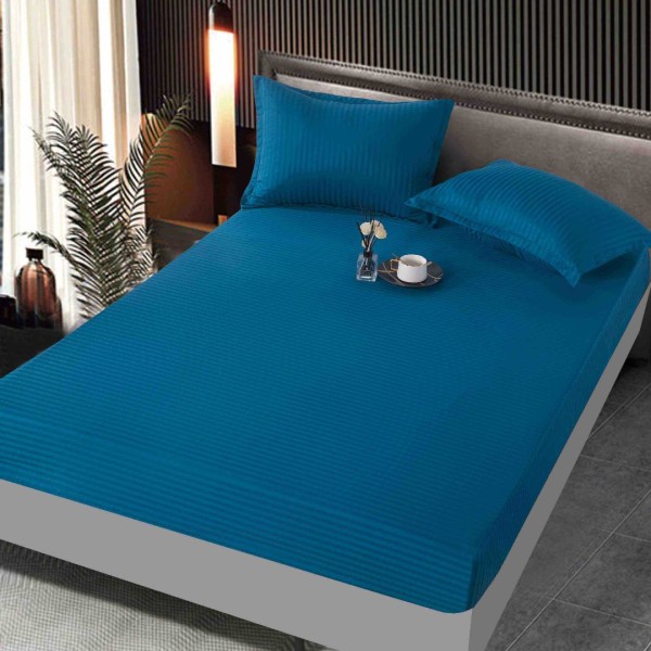 Cearsaf cu Elastic, JoJo Home, Damasc Finetat, 160x200 cm, 2 Fete de Perna 50x70 cm, Albastru [1]