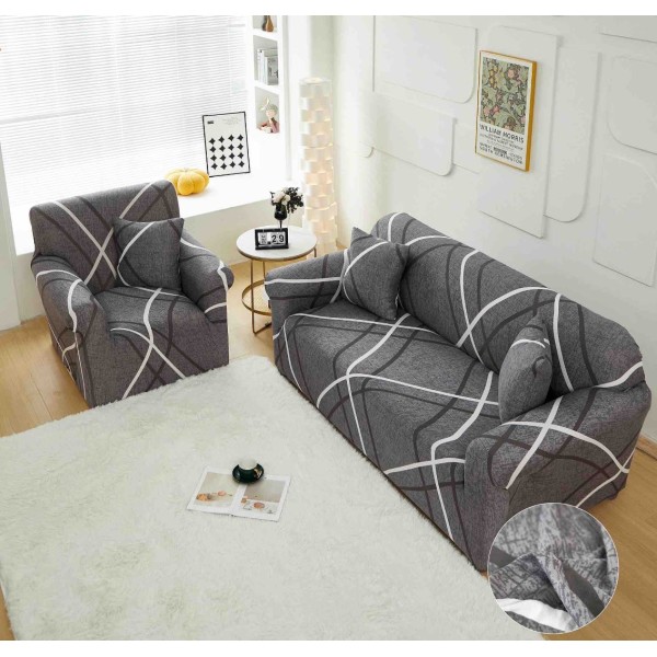 Husa Elastica Pentru Canapea 3 Locuri - L - Jojo Home, Gri-Negru, model clasic [1]
