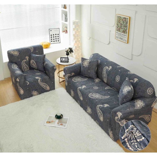 Husa Elastica Pentru Canapea 3 Locuri - L - Jojo Home, Gri, Model Tribal [1]