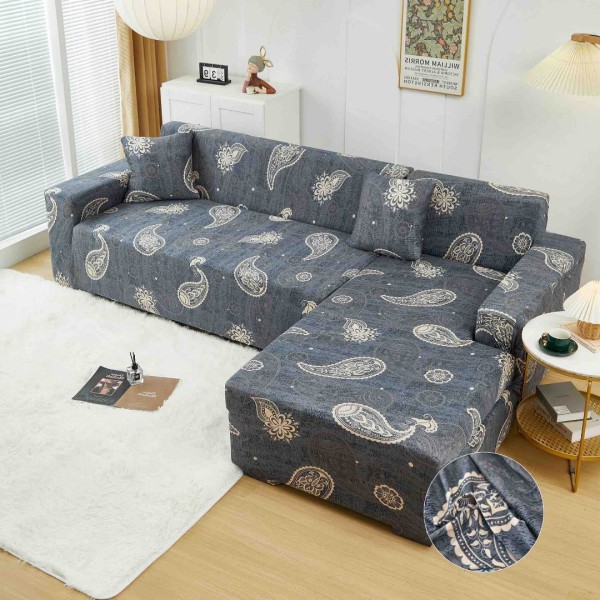 Set husa pentru coltar M + L, Elastica, Jojo Home, Gri, Model Tribal [1]
