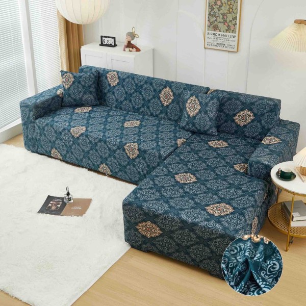 Set husa pentru coltar M + L, Elastica, Jojo Home, Bleumarin, Model Elegant [1]