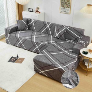 Set husa pentru coltar M + L, Elastica, Jojo Home, Gri, Dungi Set husa pentru coltar M + L, Elastica, Jojo Home, Gri, Dungi