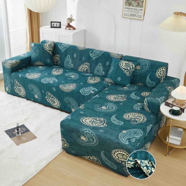 Set husa pentru coltar M + L, Elastica, Jojo Home, Turquoise, Model Tribal [1]
