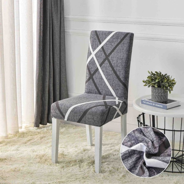 Set 6 huse universale pentru scaun, ELASTICE, Jojo Home, Gri, Dungi [1]