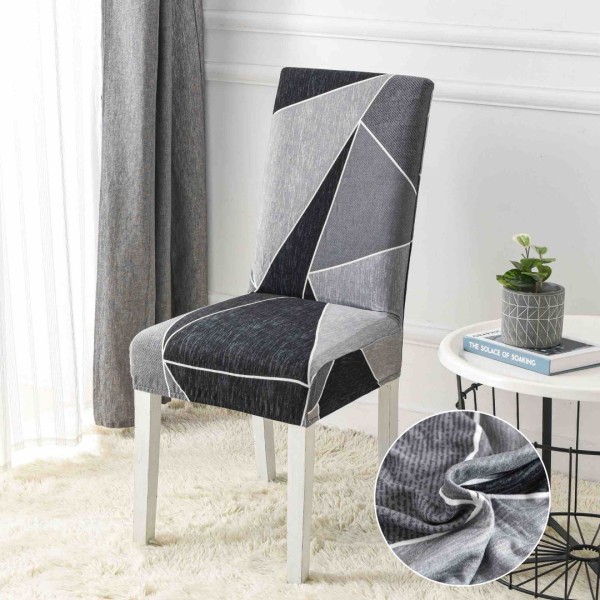 Set 6 huse universale pentru scaun, ELASTICE, Jojo Home, Gri, Forme Geometrice [1]