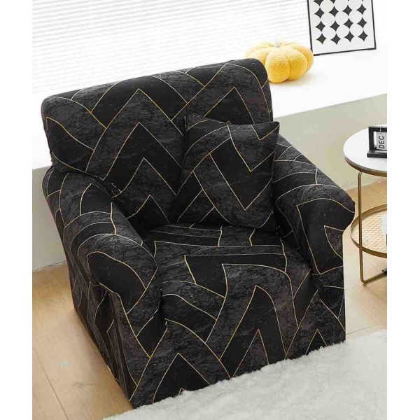 Husa Elastica Pentru fotoliu cu brate, Jojo Home, Negru, Forme Geometrice [1]