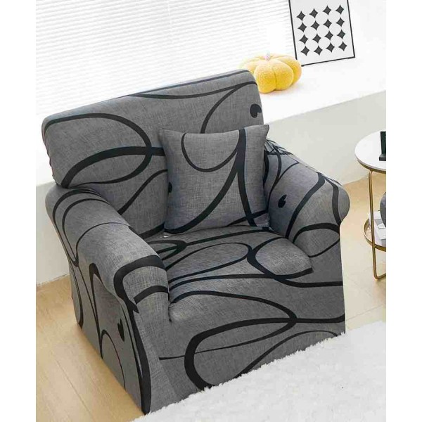 Husa Elastica Pentru fotoliu cu brate, Jojo Home, Gri, Dungi [1]