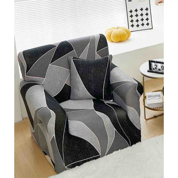 Husa Elastica Pentru fotoliu cu brate, Jojo Home, Gri, Forme Geometrice [1]