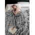 Pătură Luxury Soft Touch, Jojo Home, cu Blăniță Artificială Tip Iepure, 200x230 cm, cu Fermoar, Gri [2]