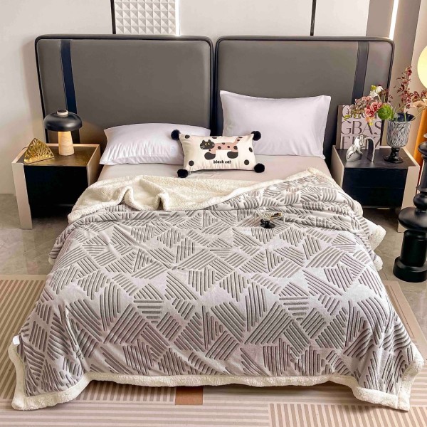 Patura CoCoLiNo cu blanita, 200x230cm, Jojo Home, Gri, Dungi [1]