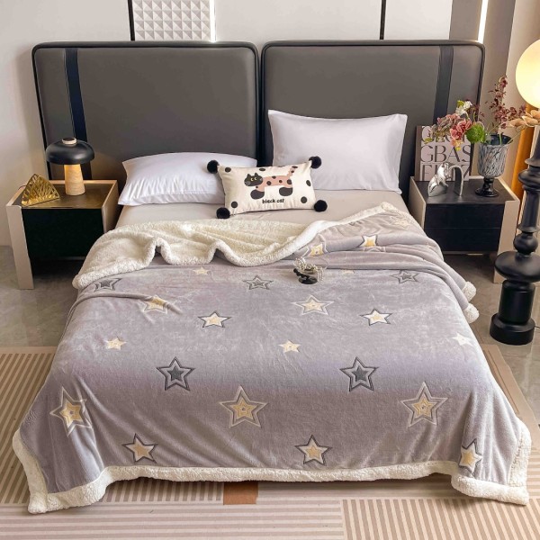Patura CoCoLiNo cu blanita, 200x230cm, Jojo Home, Gri, Stelute [1]