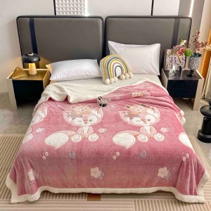 Patura CoCoLiNo cu blanita, 200x230cm, Jojo Home, Roz, Vulpite Patura CoCoLiNo cu blanita, 200x230cm, Jojo Home, Roz, Vulpite