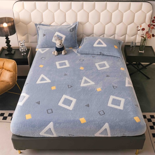 Cearsaf CoCoLiNo, JoJo Home, cu Elastic, 180x200x25cm, 2 fete de perne, 50x70cm, Bleu, forme geometrice [1]