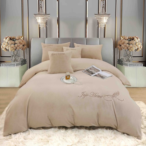 Lenjerie de pat, Soft Touch, Jojo Home, cu Blăniță Short Hair, Rabbit, 200x230 cm, 6 piese, Bej [1]
