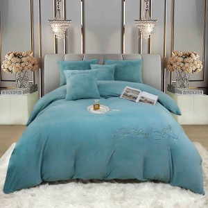 Lenjerie de pat, Soft Touch, Jojo Home, cu Blăniță Short Hair, Rabbit, 200x230 cm, 6 piese, Bleu Lenjerie de pat, Soft Touch, Jojo Home, cu Blăniță Short Hair, Rabbit, 200x230 cm, 6 piese, Bleu