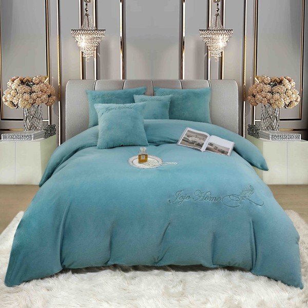 Lenjerie de pat, Soft Touch, Jojo Home, cu Blăniță Short Hair, Rabbit, 200x230 cm, 6 piese, Bleu [1]