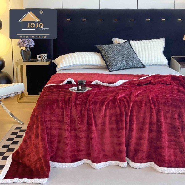 Patura CoCoLiNo, Jojo Home, 200x230cm, tip Blanita Wave, Rosu [1]