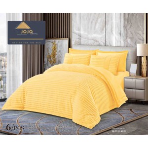 Lenjerie de pat cu Pilota Inclusa, Jojo Home, Cearceaf cu Elastic, 6 Piese, Blană de Iepure Artificială, Galben Lenjerie de pat cu Pilota Inclusa, Jojo Home, Cearceaf cu Elastic, 6 Piese, Blană de Iepure Artificială, Galben