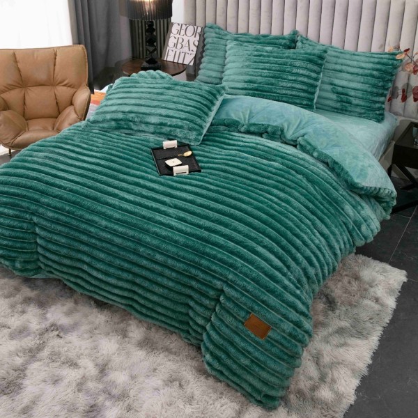 Lenjerie Deluxe, Jojo Home, 4 Piese, Blăniță Shorthair și CoCoLiNo, cu Elastic Perimetral, Verde [1]
