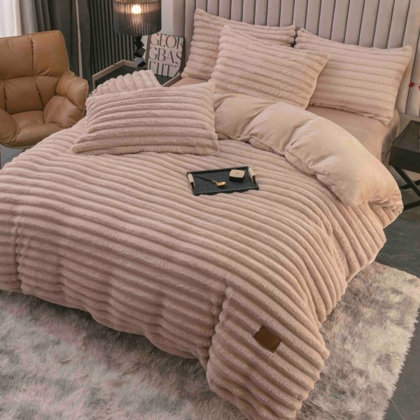 Lenjerie Deluxe, Jojo Home, 4 Piese, Blăniță Shorthair și CoCoLiNo, cu Elastic Perimetral, Bej [1]