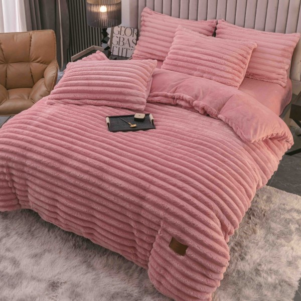 Lenjerie Deluxe, Jojo Home, 4 Piese, Blăniță Shorthair și CoCoLiNo, cu Elastic Perimetral, Roz [1]