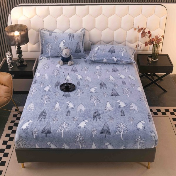 Cearsaf CoCoLiNo, JoJo Home, cu Elastic, 180x200x25cm, 2 fete de perne, 50x70cm, Bleu, brazi [1]