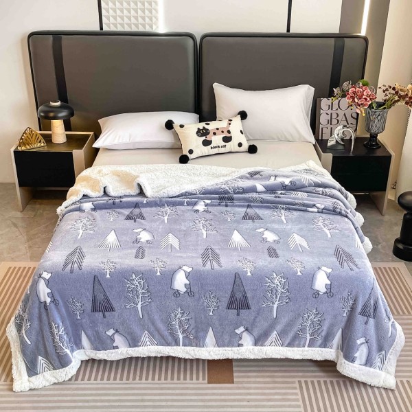 Patura CoCoLiNo cu blanita, 200x230cm, Jojo Home, Bleu, brazi [1]