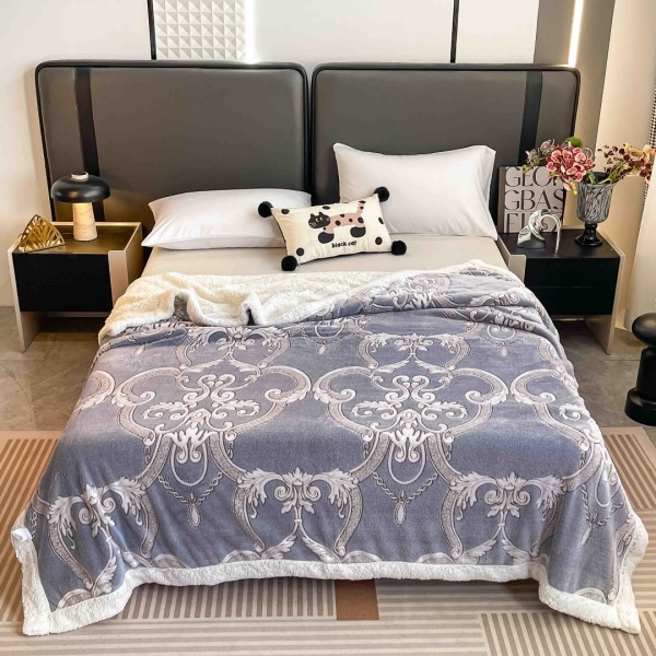 Patura CoCoLiNo cu blanita, 200x230cm, Jojo Home, Gri, model elegant [1]