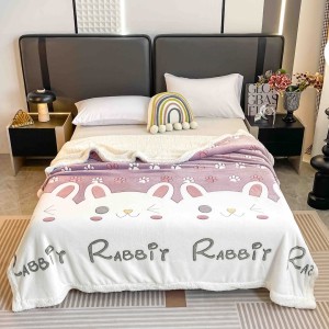 Patura CoCoLiNo cu blanita, 200x230cm, Jojo Home, Roz, Iepurasi Patura CoCoLiNo cu blanita, 200x230cm, Jojo Home, Roz, Iepurasi