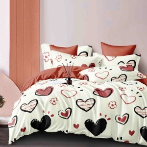 Lenjerie pat dublu,  FINET, 6 piese, Jojo Home, Crem, inimioare Lenjerie pat dublu,  FINET, 6 piese, Jojo Home, Crem, inimioare