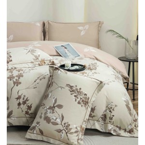 Lenjerie pat dublu, FINET DeLuxe, 6 piese, cu ELASTIC, Jojo Home, Cutie Eleganta, Bej, Flori Lenjerie pat dublu, FINET DeLuxe, 6 piese, cu ELASTIC, Jojo Home, Cutie Eleganta, Bej, Flori