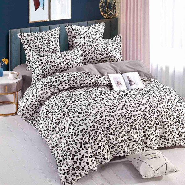 Lenjerie pat 1 PERSOANA,  FINET, 4 piese, Jojo Home, Gri, Animal Print [1]
