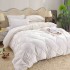 Lenjerie pat dublu, Catifea Deluxe, cu pliuri brodate, 4 piese, Jojo Home, Alb [2]