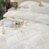 Lenjerie pat dublu, Catifea Deluxe, cu pliuri brodate, 4 piese, Jojo Home, Alb [3]
