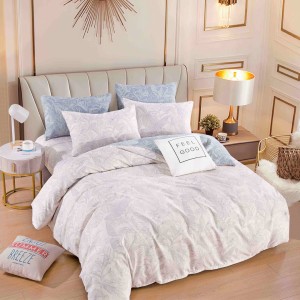 Lenjerie pat dublu,  FINET, 6 piese, Jojo Home, Bej, frunze