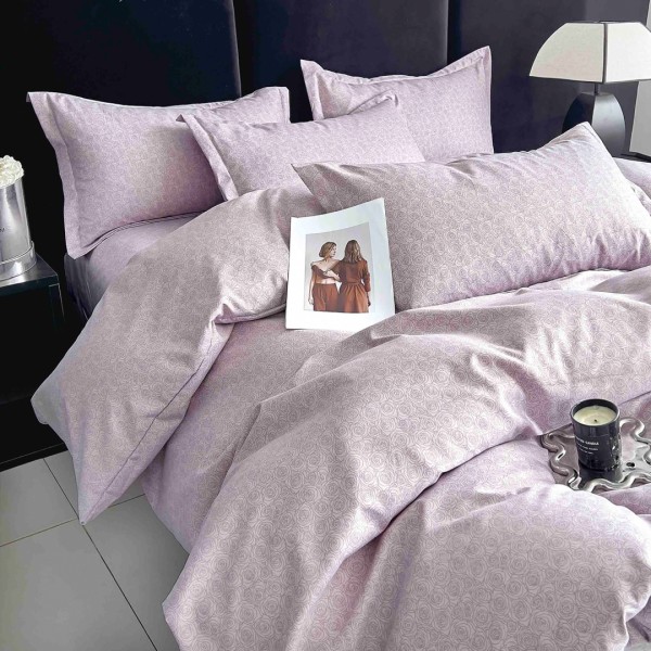 Lenjerie pat dublu,  FINET, 6 piese, Jojo Home, Lila, Trandafiri [1]