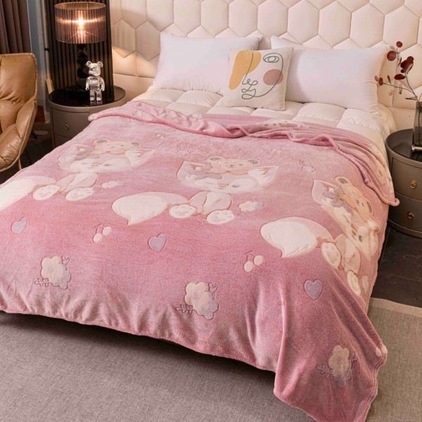 Patura Pufoasa CoCoLiNo, Jojo Home, 200x230cm, Roz, vulpite [1]