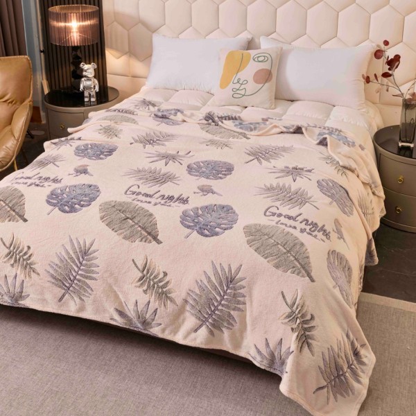 Patura Pufoasa CoCoLiNo, Jojo Home, 200x230cm, Crem, Gri, Frunze [1]