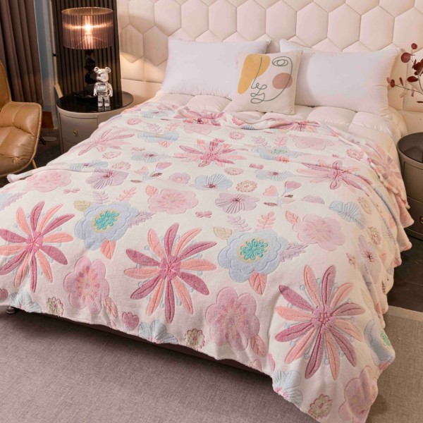 Patura Pufoasa CoCoLiNo, Jojo Home, 200x230cm, Crem, Roz, Flori [1]