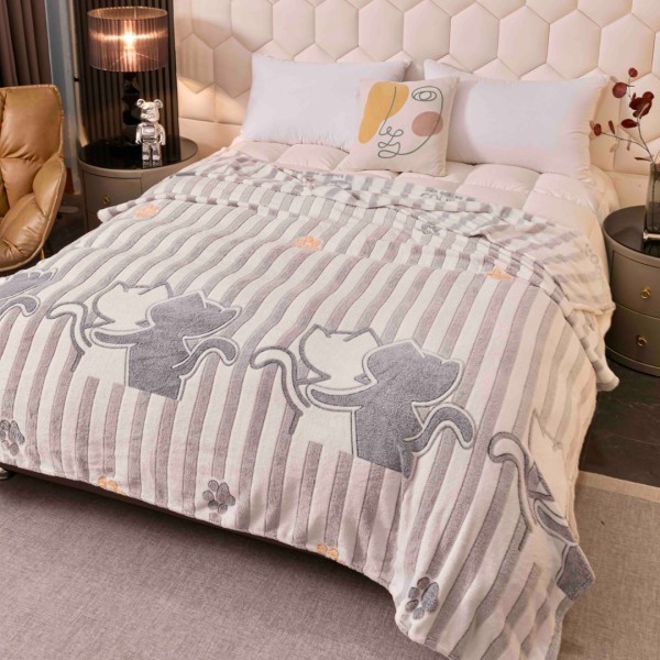 Patura Pufoasa CoCoLiNo, Jojo Home, 200x230cm, Alb, Gri, Pisicute [1]