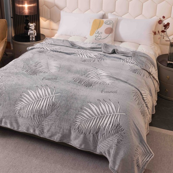 Patura Pufoasa CoCoLiNo, Jojo Home, 200x230cm, Gri, frunze [1]