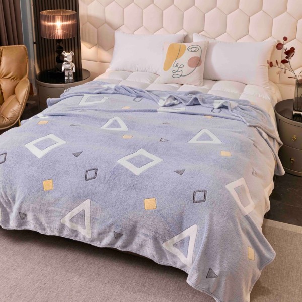 Patura Pufoasa CoCoLiNo, Jojo Home, 200x230cm, Bleu, forme geometrice [1]