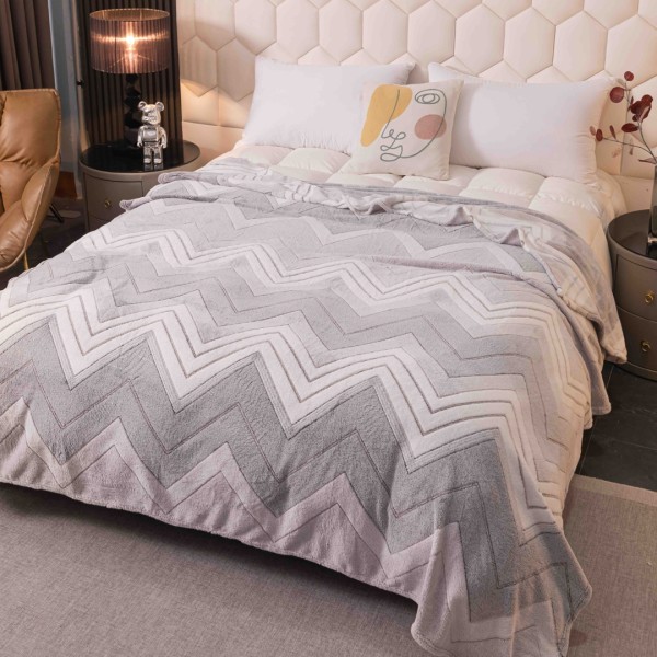 Patura Pufoasa CoCoLiNo, Jojo Home, 200x230cm, Gri, Zig-Zag [1]