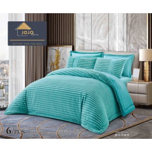 Lenjerie de pat cu Pilota Inclusa, Jojo Home, Cearceaf cu Elastic, 6 Piese, Blană de Iepure Artificială,Turqouise Lenjerie de pat cu Pilota Inclusa, Jojo Home, Cearceaf cu Elastic, 6 Piese, Blană de Iepure Artificială,Turqouise