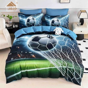 Lenjerie pat dublu, FINET, Imprimeu Digital 5D - Identic cu poza, Cu ELASTIC, 6 piese, Jojo Home, Albastru, Verde, Minge de Fotbal Lenjerie pat dublu, FINET, Imprimeu Digital 5D - Identic cu poza, Cu ELASTIC, 6 piese, Jojo Home, Albastru, Verde, Minge de Fotbal